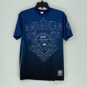AMEEICAN FIGHTER Blue to Black Ombré Short Sleeve T-Shirt